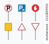 road signs vector. colorful... | Shutterstock .eps vector #2112835922