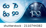 set of 60 to 100 years... | Shutterstock .eps vector #2110744382