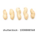 Unshelled peanuts pattern top view isolated on white background five raw