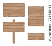 wooden boards. set of vector... | Shutterstock .eps vector #718930498