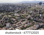 Aerial view of Mexico City with Napoles, Narvarte and Roma neighborhoods