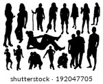 people silhouettes set | Shutterstock .eps vector #192047705