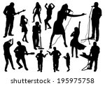 music silhouettes set | Shutterstock .eps vector #195975758