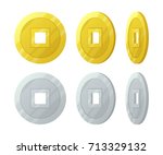 Gold China Vector Coins Set....