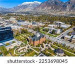 An aerial view of downtown provo Utah 