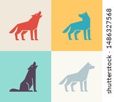 set of wolf logo. icon design.... | Shutterstock .eps vector #1486327568
