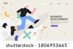 businessman running on arrow... | Shutterstock .eps vector #1806953665