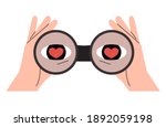 hands hold binoculars and look... | Shutterstock .eps vector #1892059198