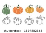 A Set Of Pumpkins In Various...