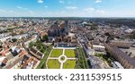 Small photo of Aerial view of the gardens of the Episcopal Palace and Saint Etienne Cathedral of Meaux, a Roman Catholic church in the Seine et Marne department near Paris, France