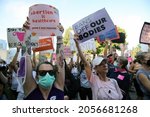 Small photo of Austin, TX, USA - Oct. 2, 2021: Women participants at the Women's March rally at the Capitol protest SB 8, Texas' abortion law that effectively bans abortions after six weeks of pregnancy.