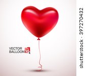 Vector red balloon in form of heart on light background.