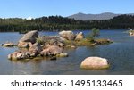 Small photo of Beautiful Dowdy lake, part of Red Feather lakes recreation area near Fort Collins, Colorado, on a bright sunny day