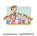 pediatric doctor with his happy ... | Shutterstock .eps vector #1699984492