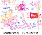 floral doodles  drawn in... | Shutterstock .eps vector #1976620445