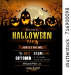 halloween party invitation with ... | Shutterstock .eps vector #716900098