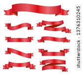 red ribbons set. vector design... | Shutterstock .eps vector #1376310245