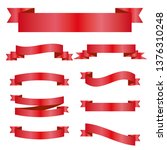 red ribbons set. vector design... | Shutterstock .eps vector #1376310248