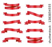 red ribbons set. vector design... | Shutterstock .eps vector #1383854555