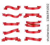 red ribbons set. vector design... | Shutterstock .eps vector #1386591002
