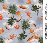 retro seamless tropical island... | Shutterstock .eps vector #1986050912