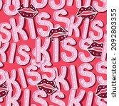 valentines kiss typography in... | Shutterstock .eps vector #2092803355