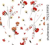 retro wild flower pattern in... | Shutterstock .eps vector #792159592