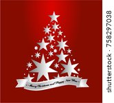   star shape christmas tree.... | Shutterstock .eps vector #758297038