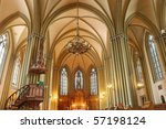 Small photo of Interior of St. Gertruda's Church in Riga, Latvia. Built in 1866 by architect J.D. Felsko.