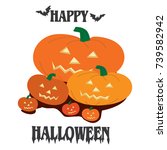 2d happy halloween pumpkins.... | Shutterstock .eps vector #739582942