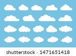 Cloud. Abstract white cloudy set isolated on blue background. Vector illustration.