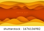 yellow paper cut banner with 3d ... | Shutterstock .eps vector #1676136982