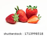 Fresh, red and tasty strawberries isolated on a white background