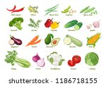 set of vector icons vegetables. ... | Shutterstock .eps vector #1186718155
