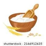 wheat white flour in a wooden... | Shutterstock .eps vector #2166912635