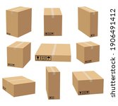 set of cardboard boxes mockups. ... | Shutterstock .eps vector #1906491412