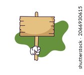 cartoon hand holding a wooden... | Shutterstock .eps vector #2066930615