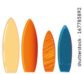 four different surfboards with... | Shutterstock .eps vector #167785892