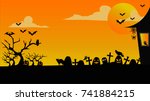 halloween and grave | Shutterstock .eps vector #741884215
