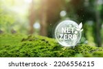 Small photo of Carbon neutral and net zero concept natural environment A climate-neutral long-term strategy greenhouse gas emissions targets Globe globe with green net center icon.