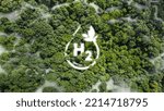 Small photo of high angle view Hydrogen ecological metaphor as an ecological energy source White mist in the form of water droplets in the midst of untouched nature. virgin rainforest