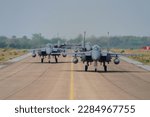 Small photo of Thailand - 27th March 2023 : Royal Singapore Air Force (RSAF) F-15SG preform the elephant walk at Korat Air Base. during the Cope Tiger Exercise 2023.