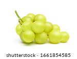 Bunch of Green Seedless Grape solated on white background.