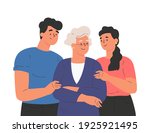 happy adult children hugging... | Shutterstock .eps vector #1925921495