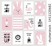 A Set Of Cute Pink Cards And...