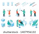 isometric dental care set with... | Shutterstock .eps vector #1407956132