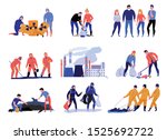 pollution flat icons set with... | Shutterstock .eps vector #1525692722