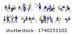 office work moments flat set... | Shutterstock .eps vector #1740251102