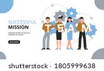 teamwork horizontal banner with ... | Shutterstock .eps vector #1805999638