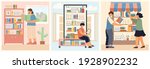 Three Book Flat Icon Set With...